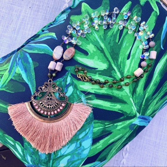 Gabriella Designs Jewelry - Handmade tassel, gemstone and Czech glass necklace